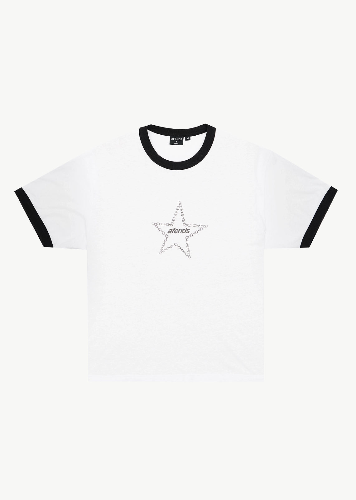 AFENDS Mens Chains - Boxy Ringer Tee - White