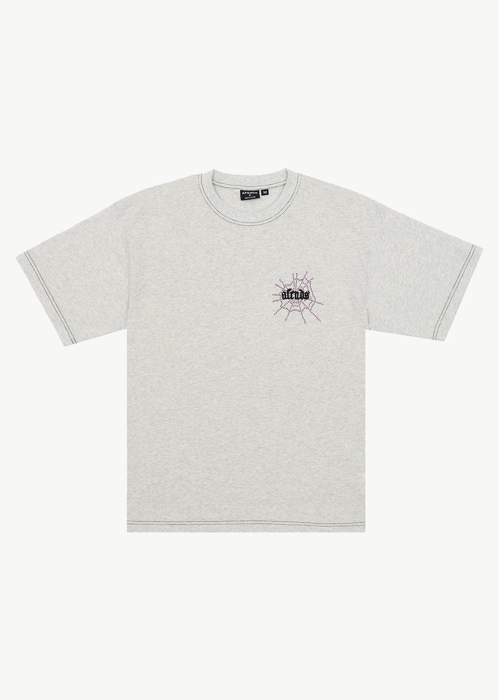 AFENDS Mens Tangled - Boxy Tee - Grey Marle