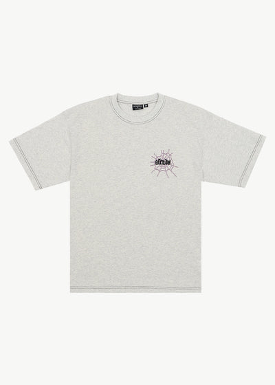 AFENDS Mens Tangled - Boxy Tee - Grey Marle