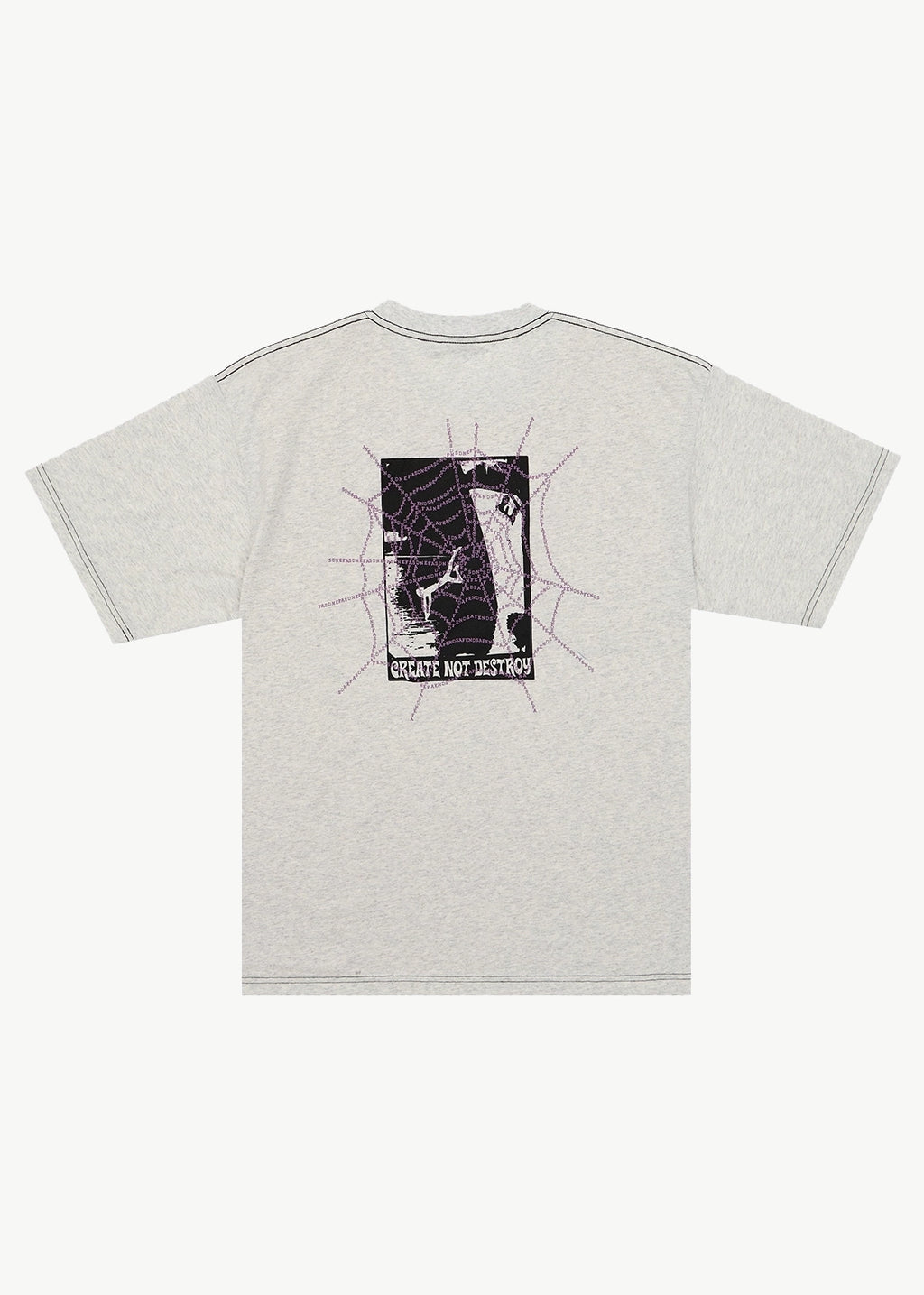 AFENDS Mens Tangled - Boxy Tee - Grey Marle