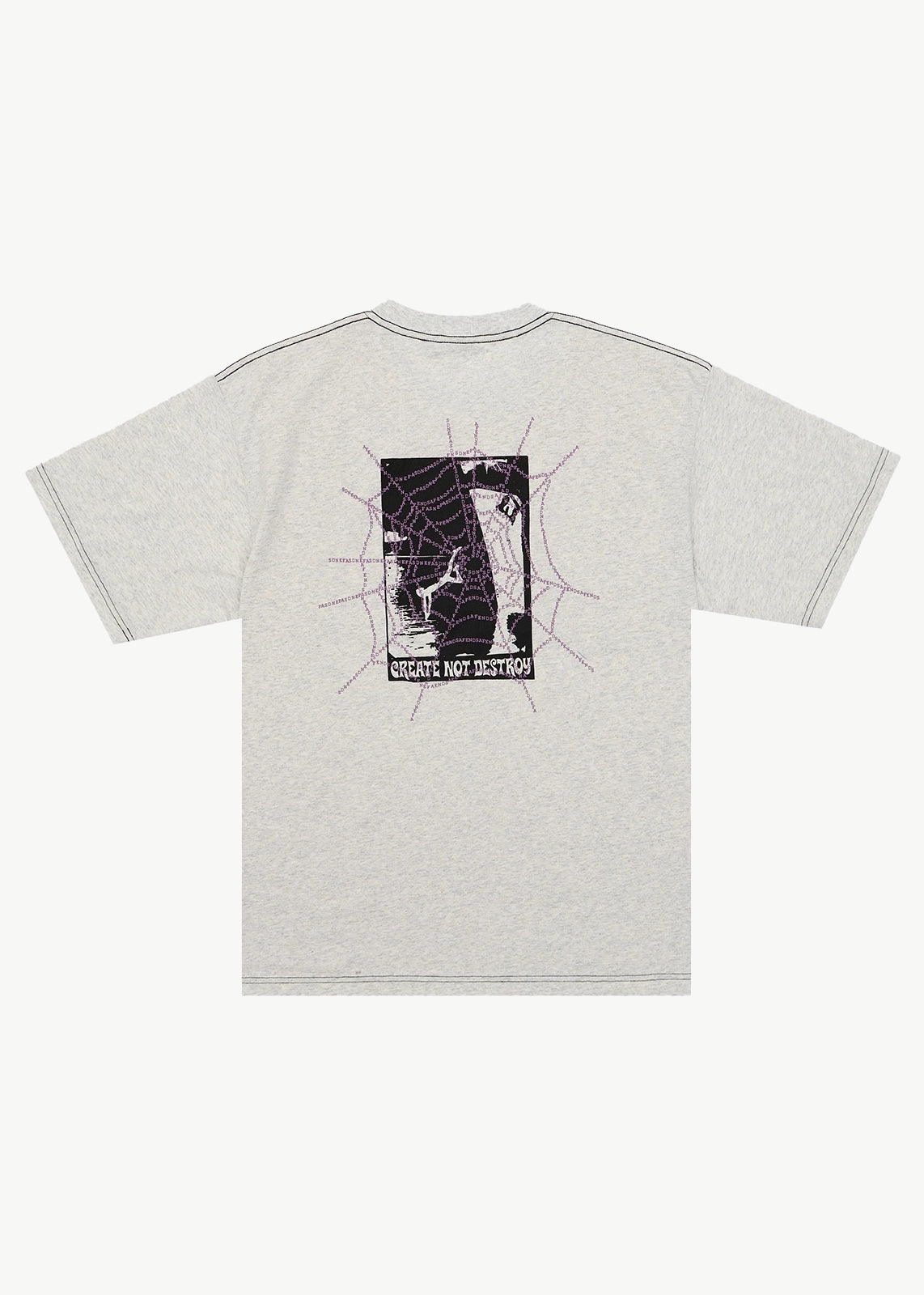 AFENDS Mens Tangled - Boxy Tee - Grey Marle