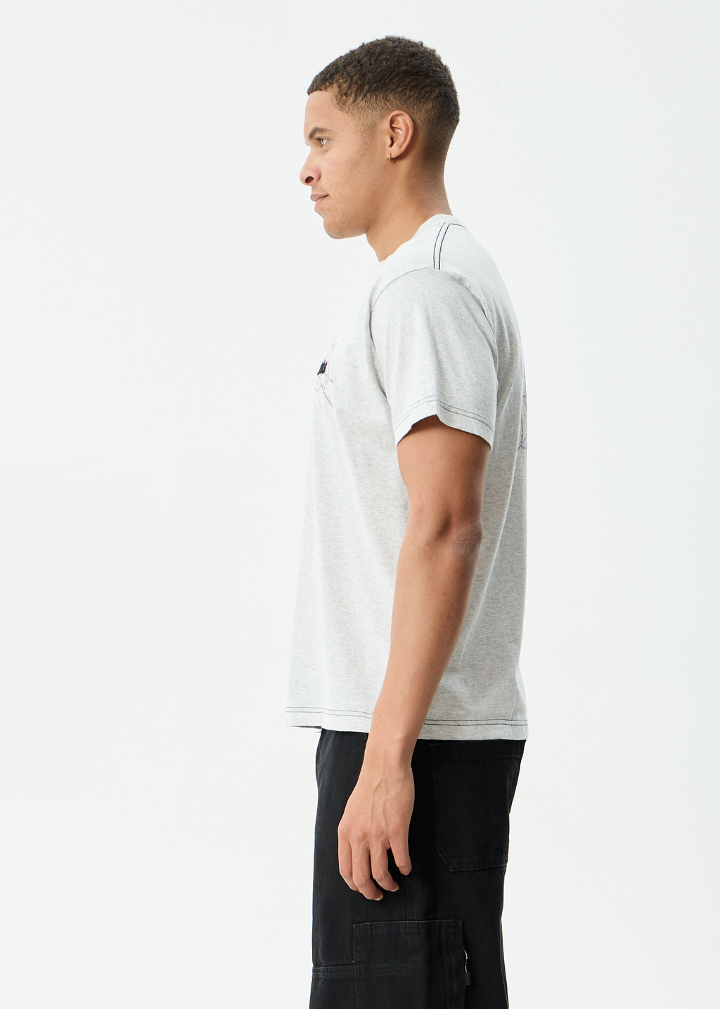 AFENDS Mens Tangled - Boxy Tee - Grey Marle
