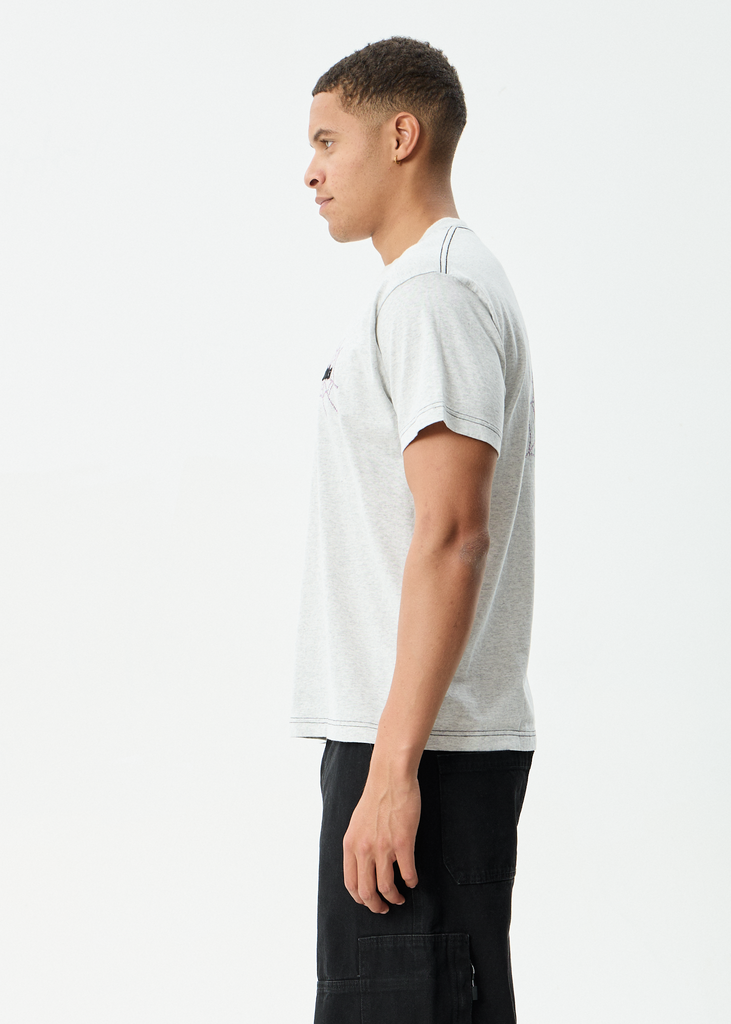 AFENDS Mens Tangled - Boxy Tee - Grey Marle