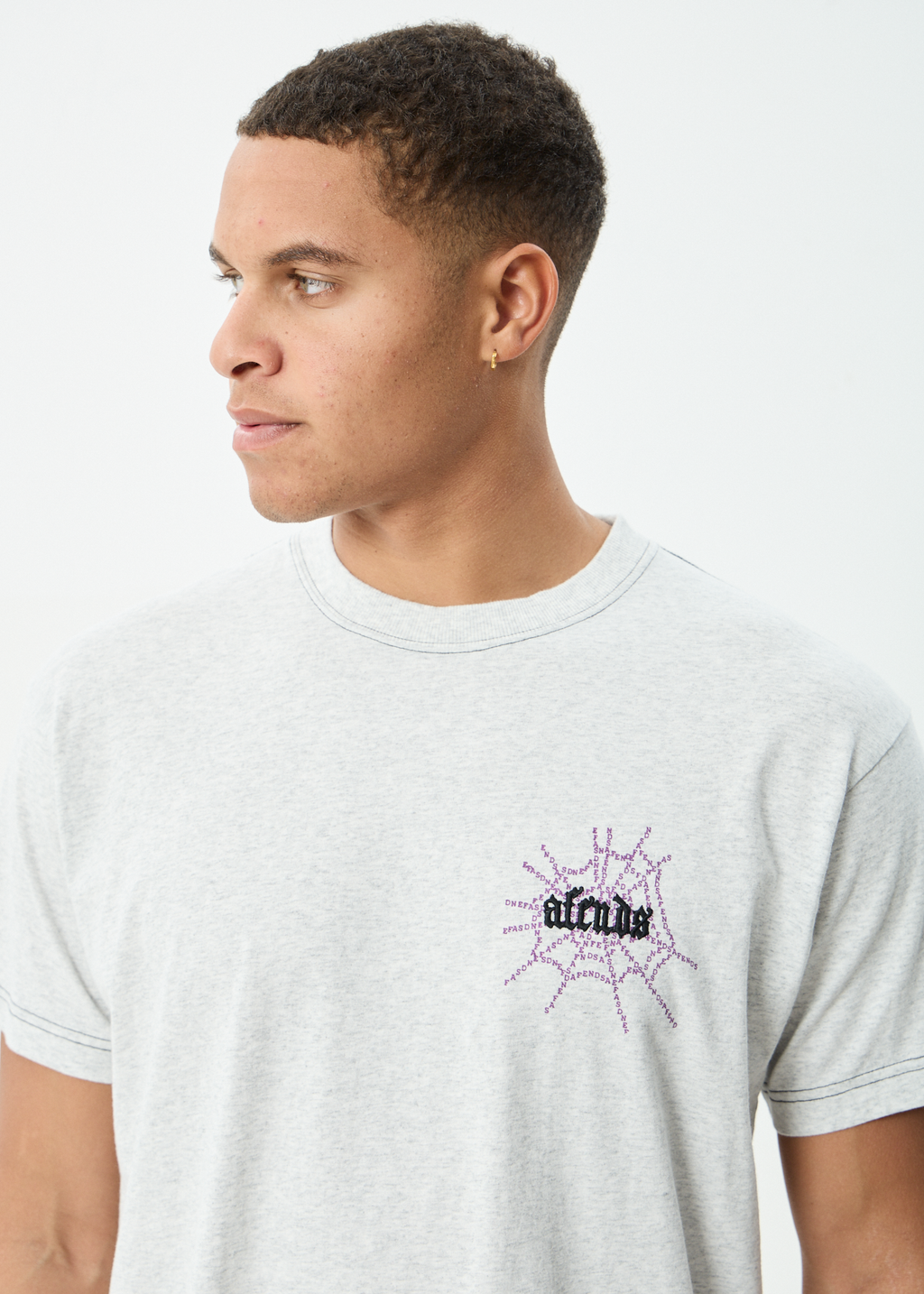 AFENDS Mens Tangled - Boxy Tee - Grey Marle