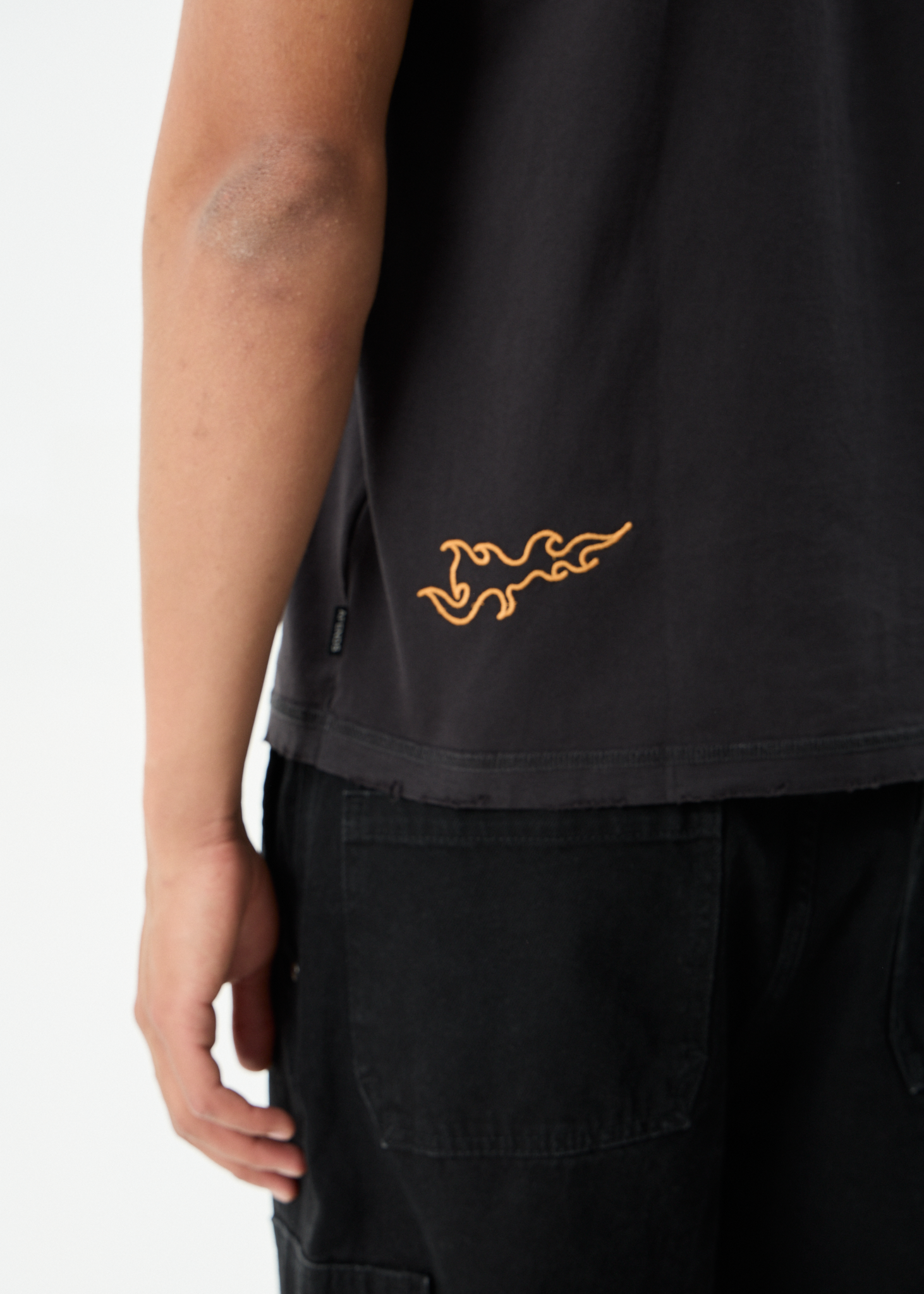 AFENDS Mens Leap - Heavyweight Boxy Tee - Stone Black