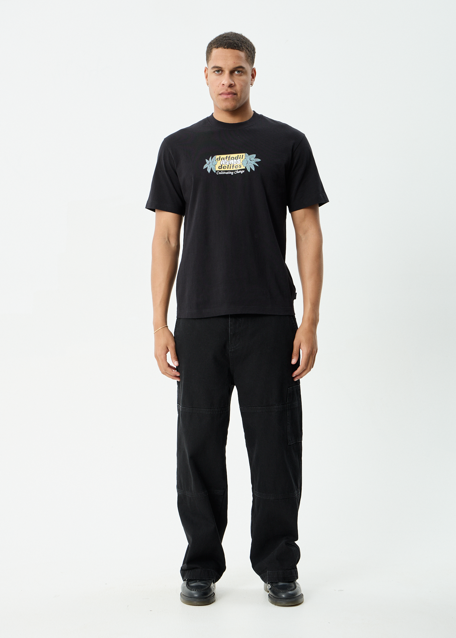 AFENDS Mens Delites - Heavyweight Retro Tee - Black