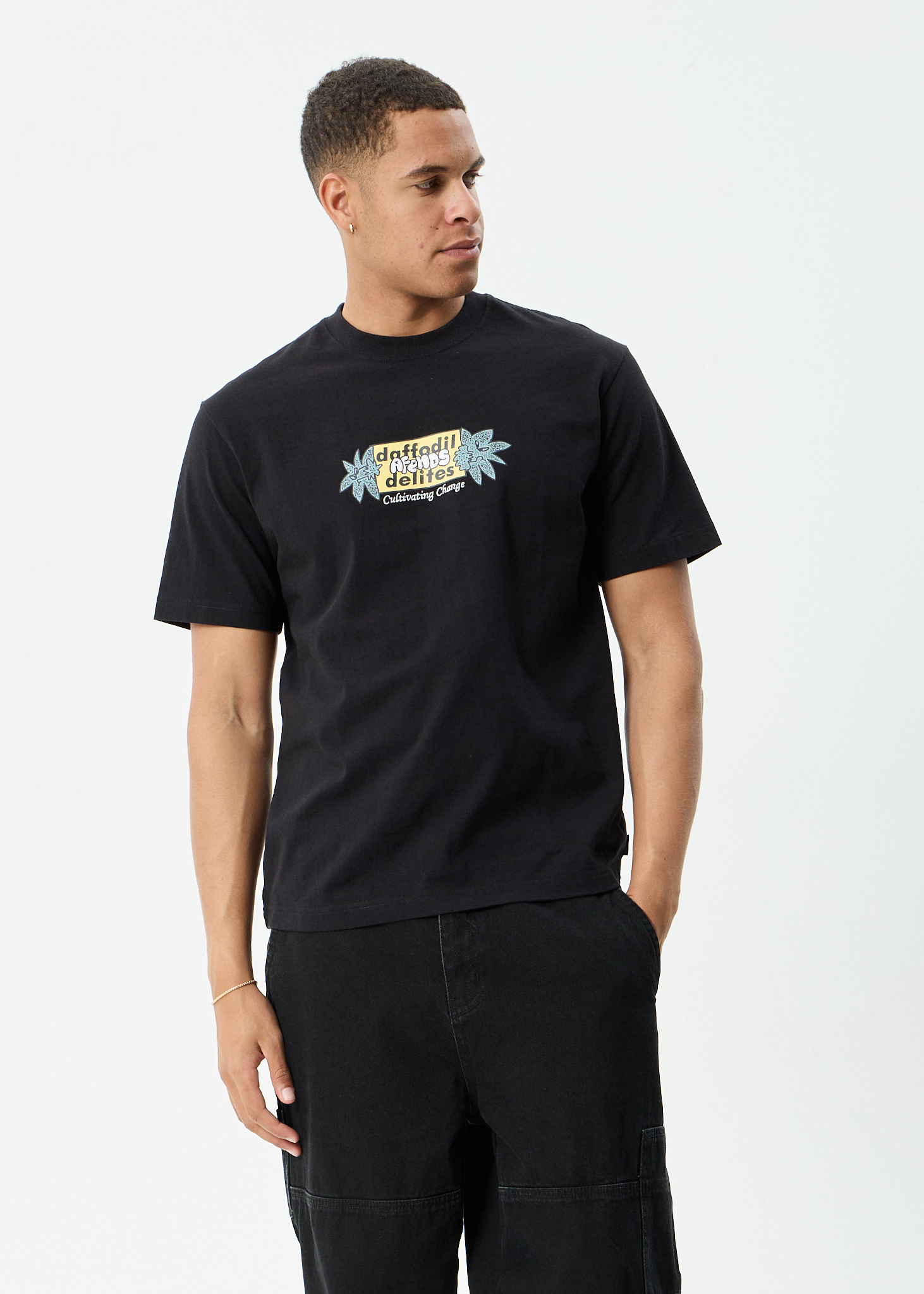AFENDS Mens Delites - Heavyweight Retro Tee - Black