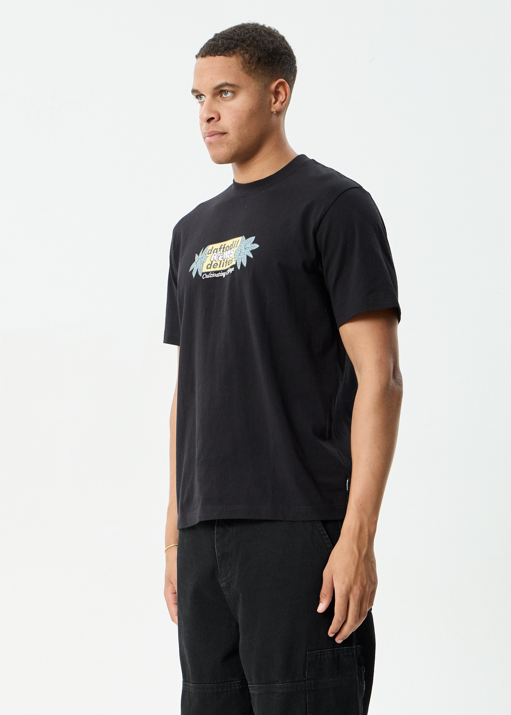 AFENDS Mens Delites - Heavyweight Retro Tee - Black