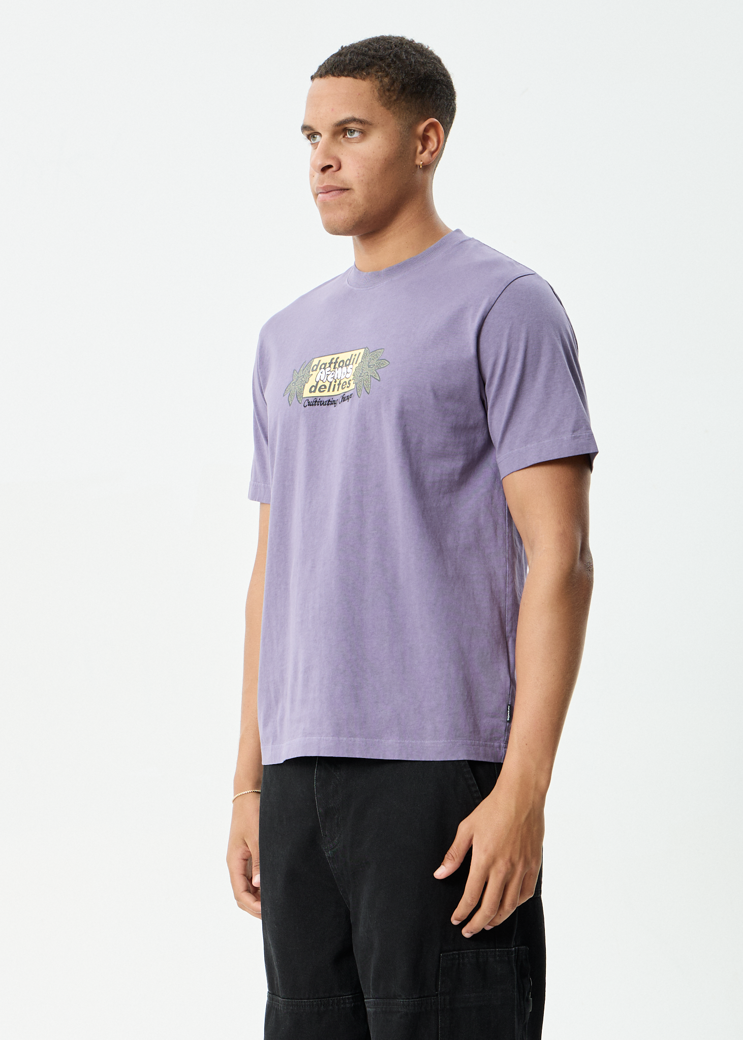 AFENDS Mens Delites - Heavyweight Retro Tee - Vintage Aubergine