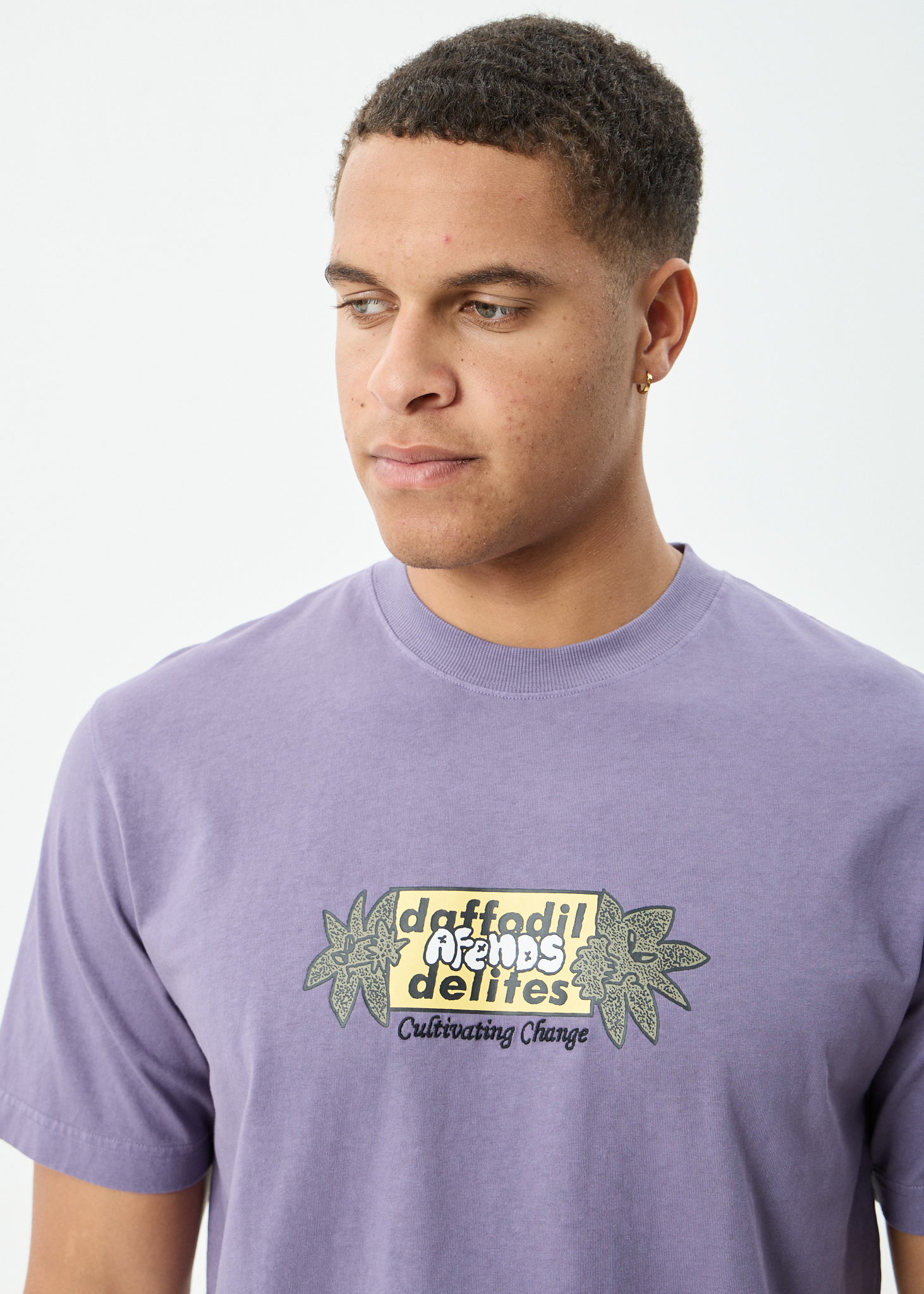 AFENDS Mens Delites - Heavyweight Retro Tee - Vintage Aubergine