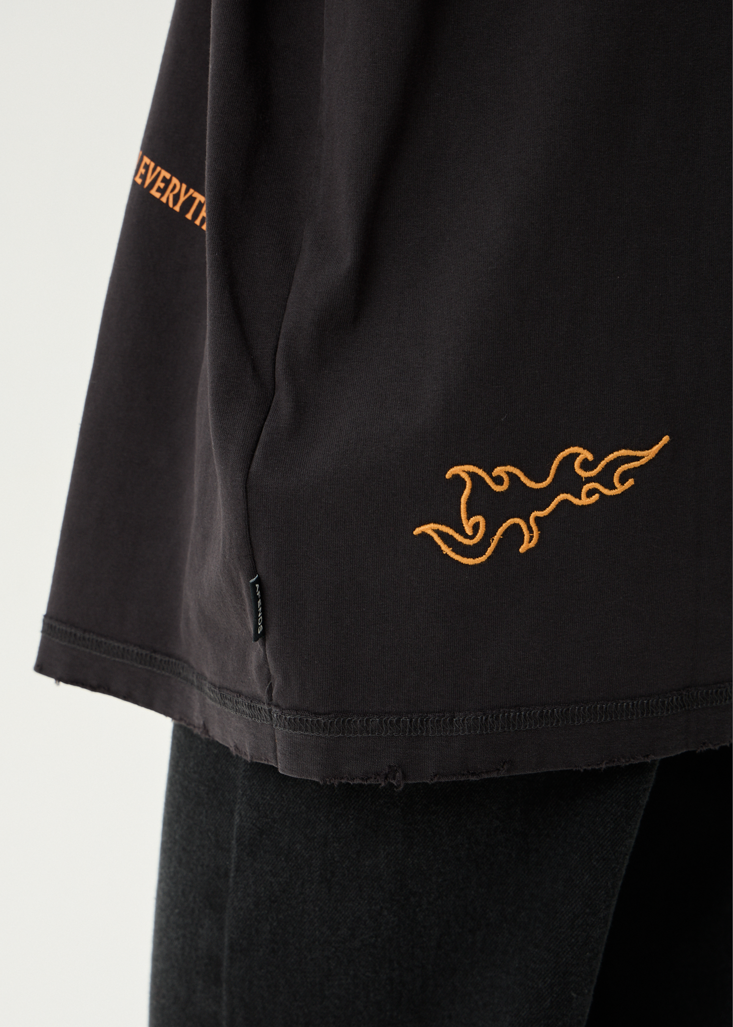 AFENDS Mens Leap - Heavyweight Boxy Tee - Stone Black