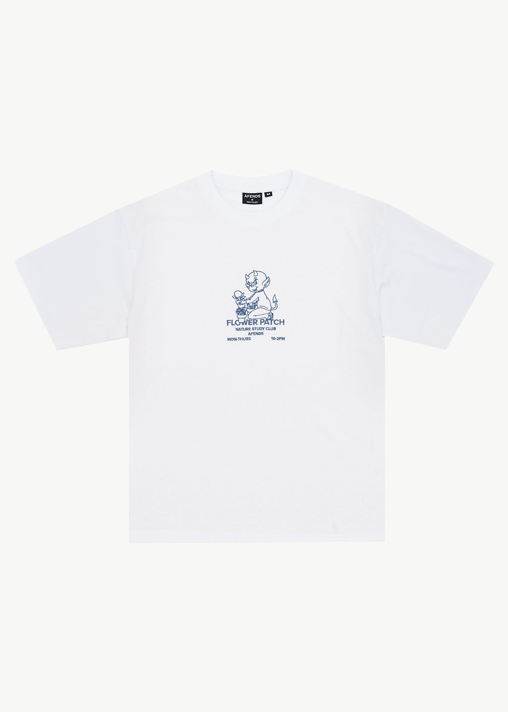 AFENDS Mens Flower Patch - Heavyweight Boxy Tee - White