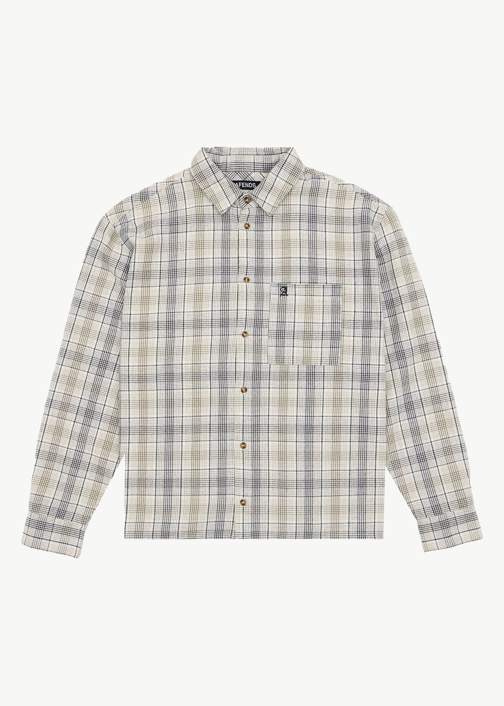 AFENDS Mens Shelter - Flannel Long Sleeve Shirt - White Check