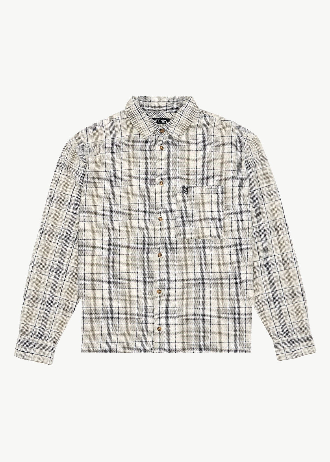 AFENDS Mens Shelter - Flannel Long Sleeve Shirt - White Check