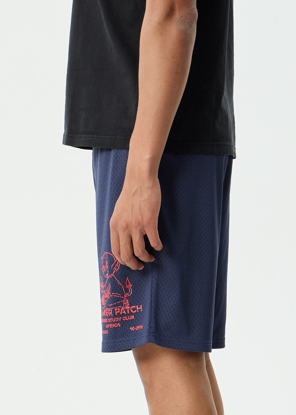 AFENDS Mens Flower Patch - Basketball Short 22 Inch - Navy