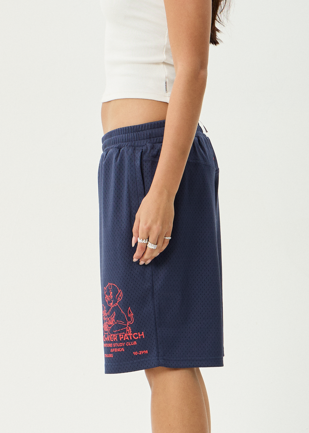 AFENDS Mens Flower Patch - Basketball Short 22 Inch - Navy