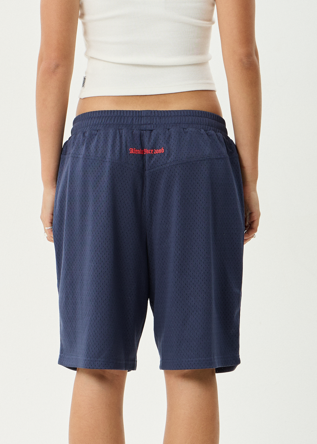 AFENDS Mens Flower Patch - Basketball Short 22 Inch - Navy