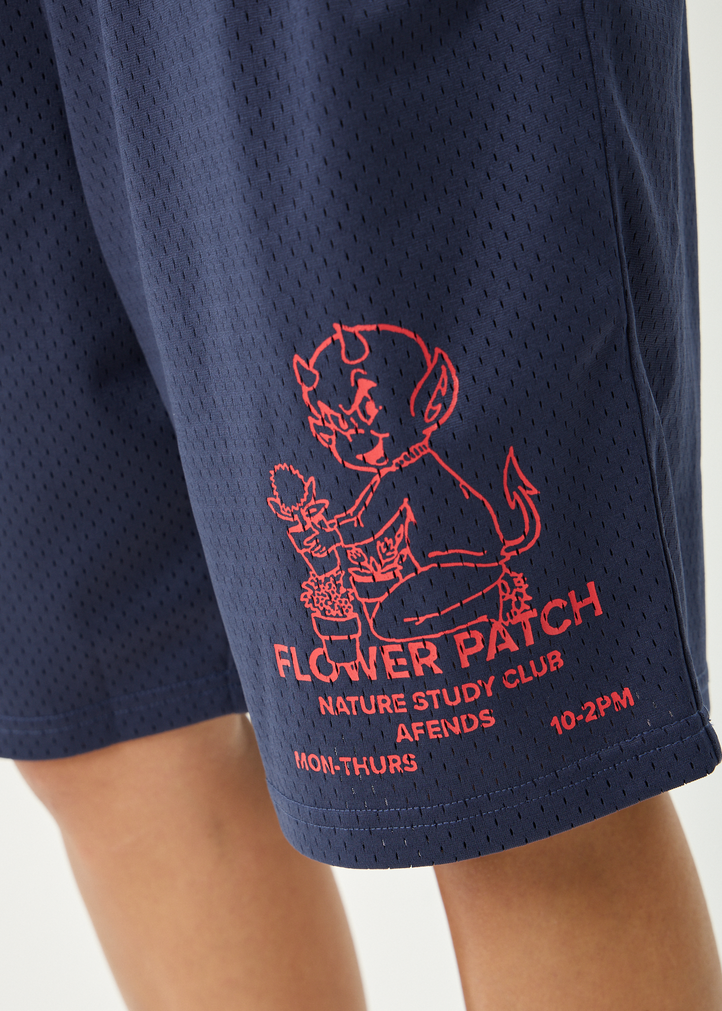 AFENDS Mens Flower Patch - Basketball Short 18 Inch - Navy