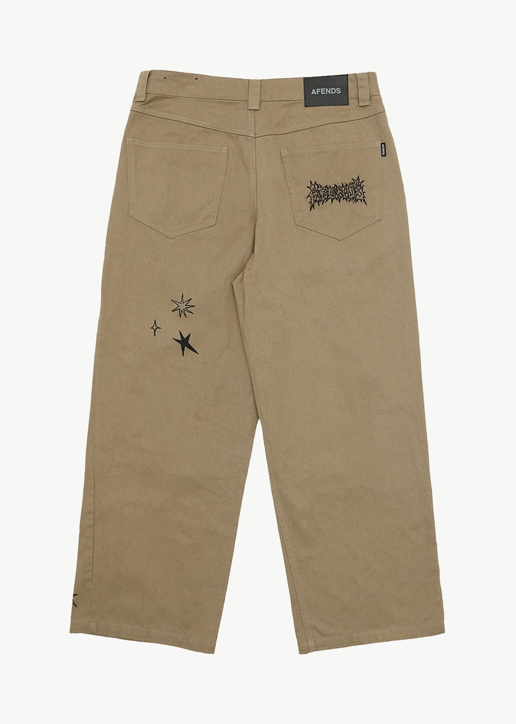 AFENDS Mens Flower Patch - Pablo Printed Pant - Stone