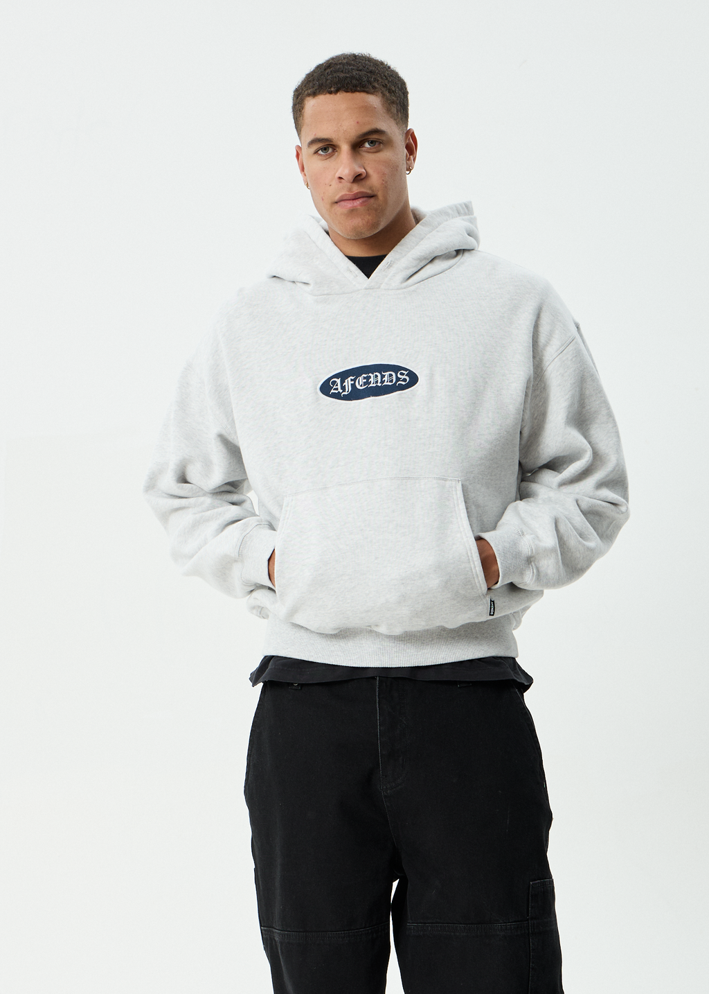 AFENDS Mens Supply - Pull On Hood - Grey Marle