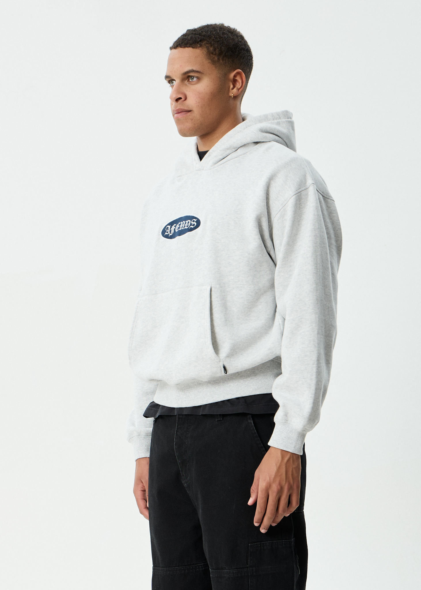 AFENDS Mens Supply - Pull On Hood - Grey Marle