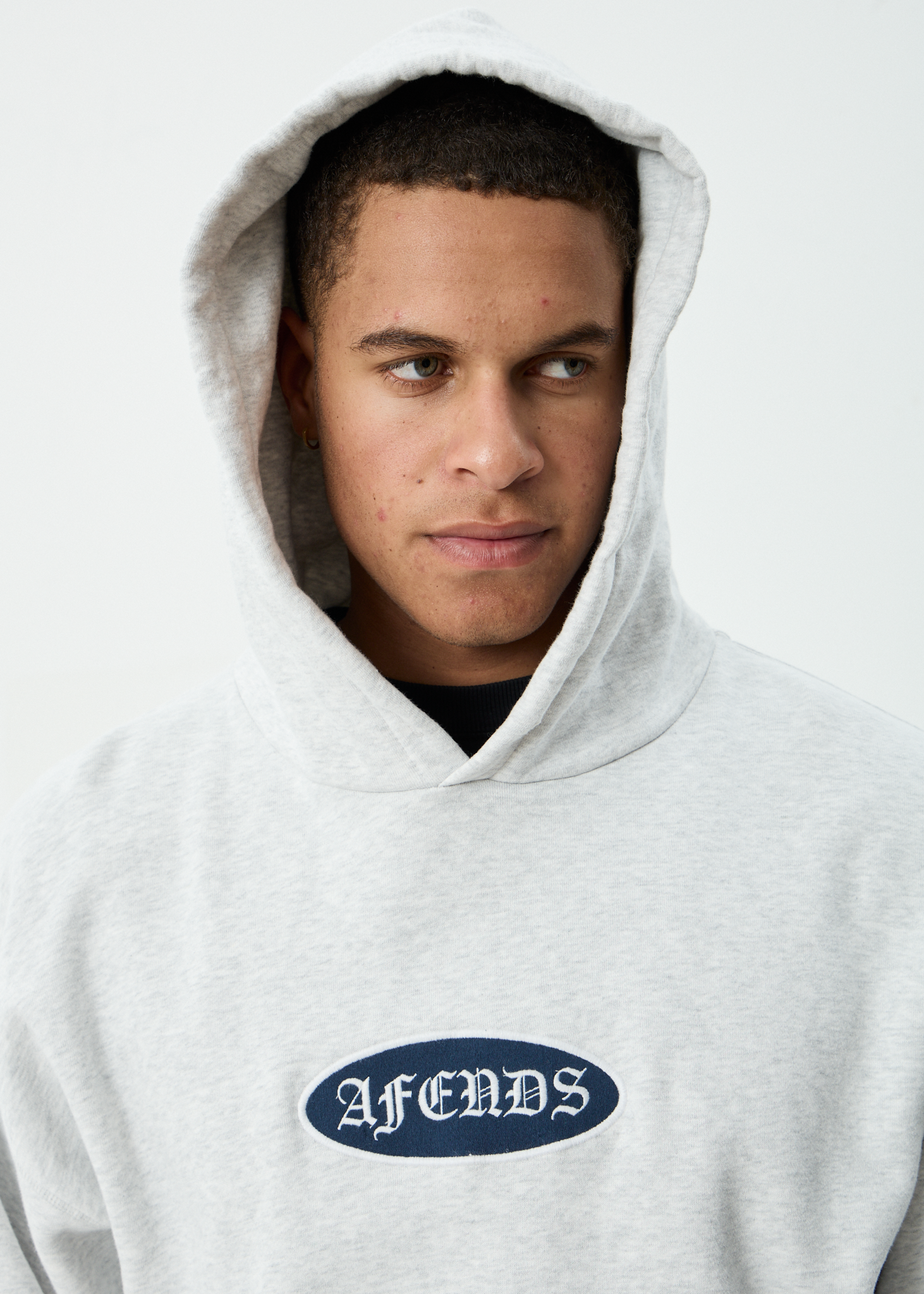 AFENDS Mens Supply - Pull On Hood - Grey Marle