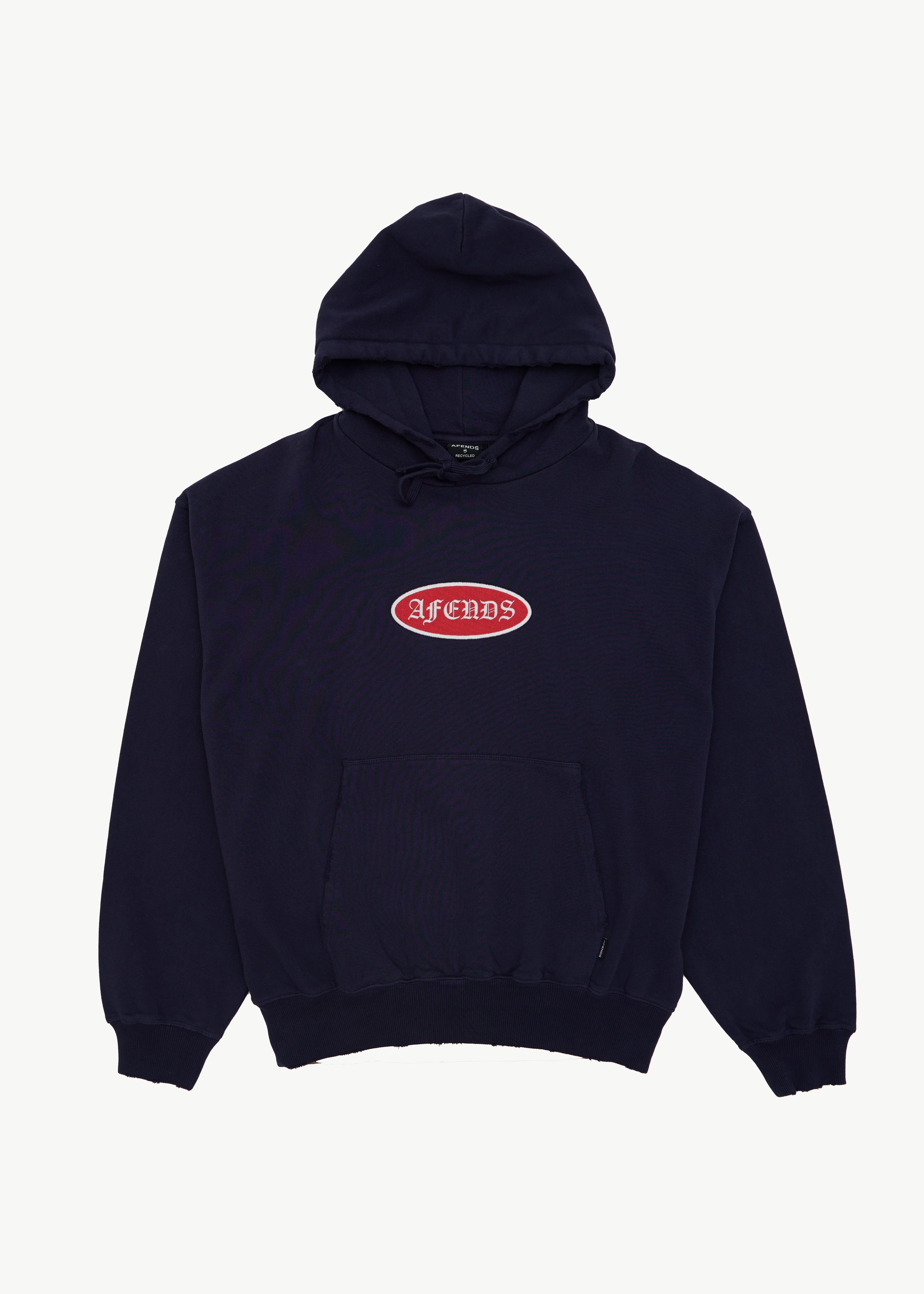 AFENDS Mens Supply - Pull On Hood - Washed Deep Sea