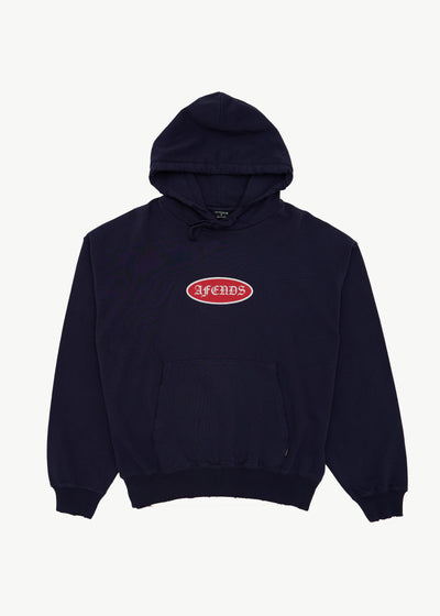 AFENDS Mens Supply - Pull On Hood - Washed Deep Sea