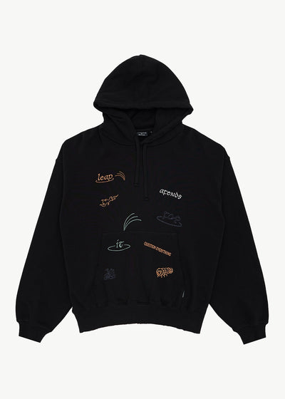 AFENDS Mens Leap - Boxy Pull On Hood - Black