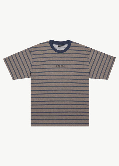 AFENDS Eureka - Boxy Tee - Olive Stripe