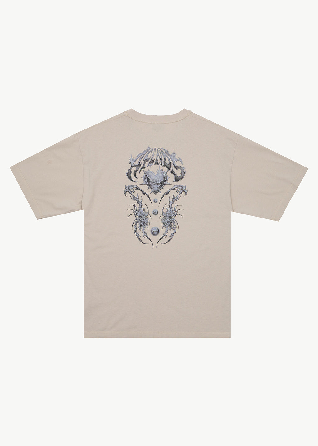 AFENDS Mens Scorpius - Heavyweight Boxy Tee - Moonbeam