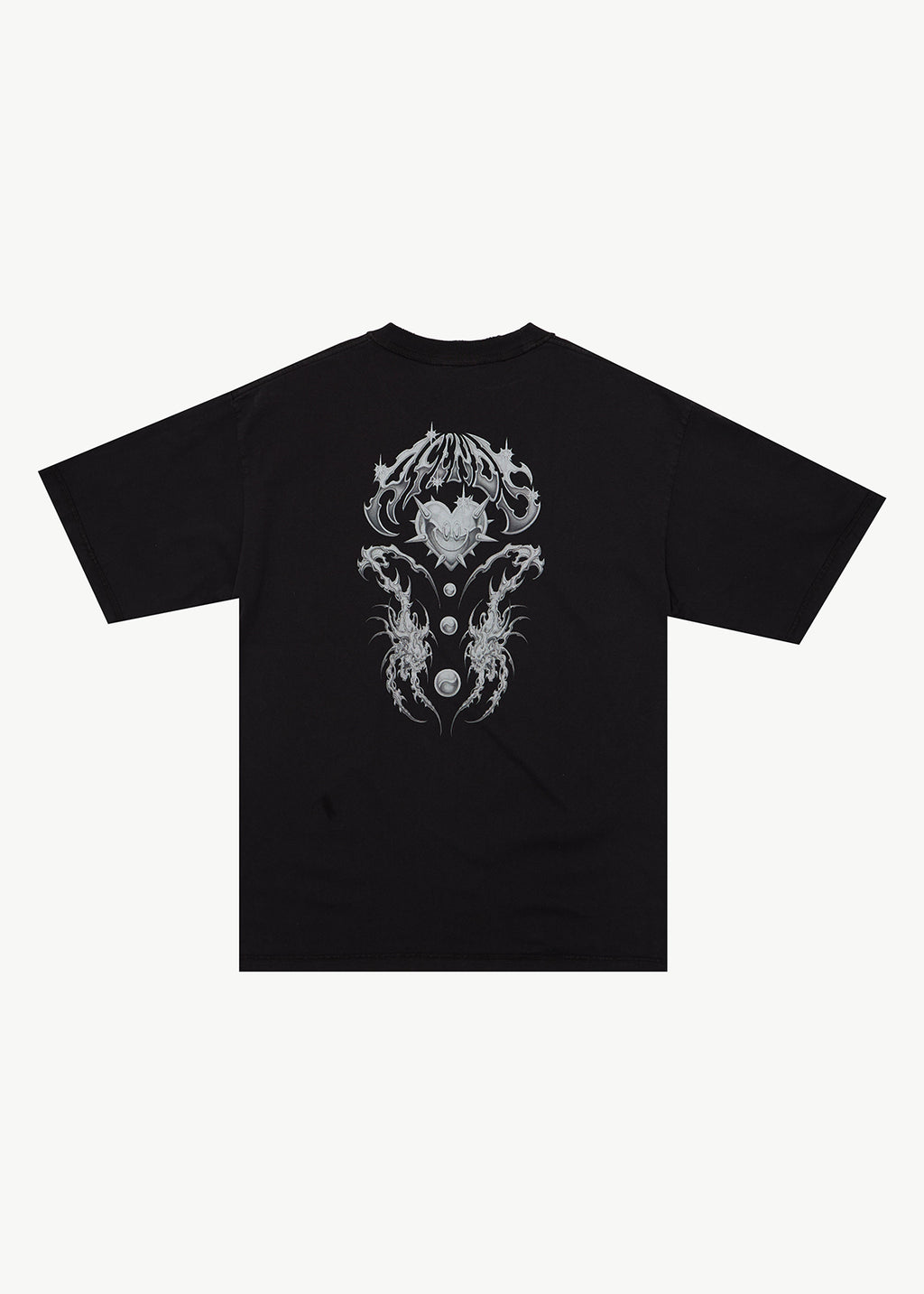 AFENDS Mens Scorpius - Heavyweight Boxy Tee - Stone Black