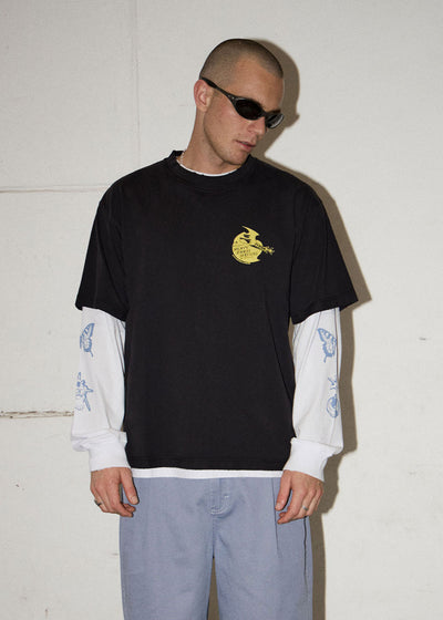 AFENDS Mens Heavy Parts - Heavyweight Boxy Tee - Stone Black