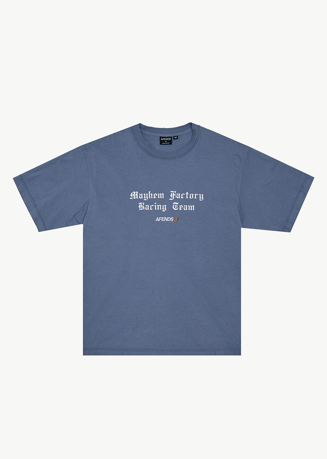 AFENDS Mens Mayhem - Heavyweight Boxy Tee - Washed Slate Blue