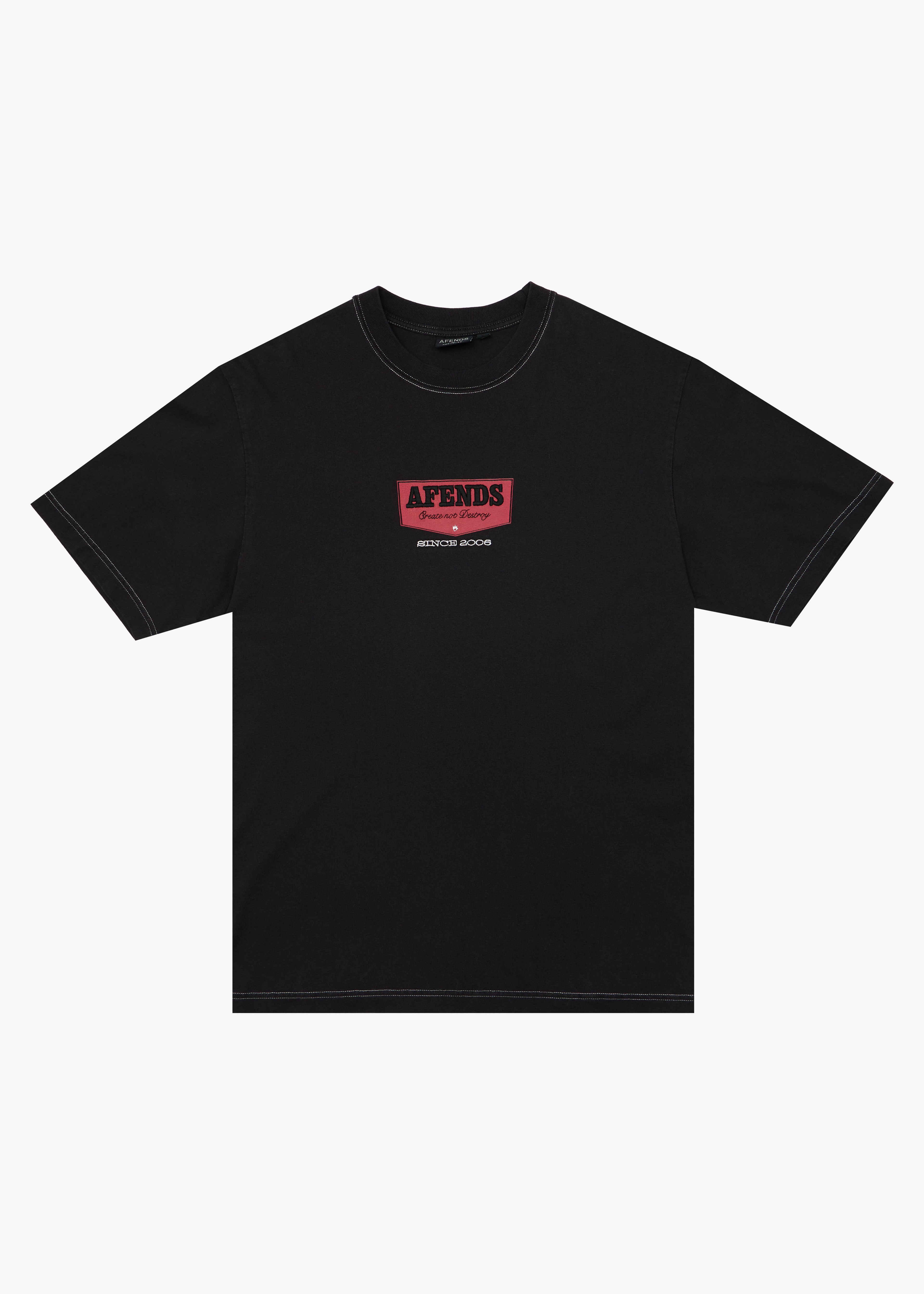 AFENDS Mens Trophy - Retro Tee - Stone Black