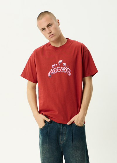 AFENDS Mens Devotion - Heavyweight Boxy Tee - Vintage Ketchup