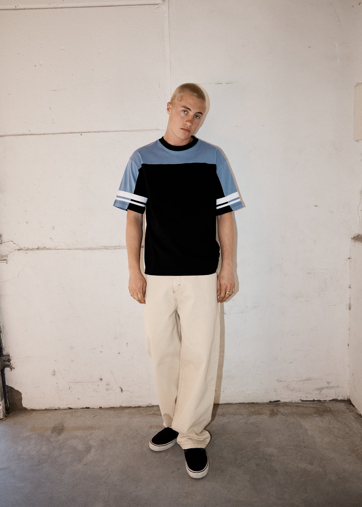 AFENDS Origin - Boxy Vintage Tee - Black / Blue