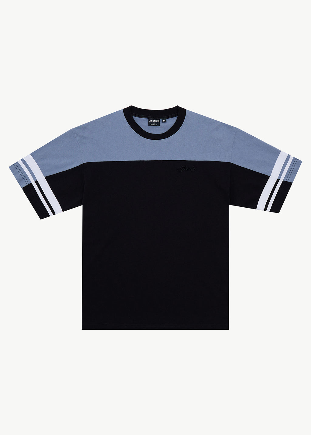 AFENDS Origin - Boxy Vintage Tee - Black / Blue