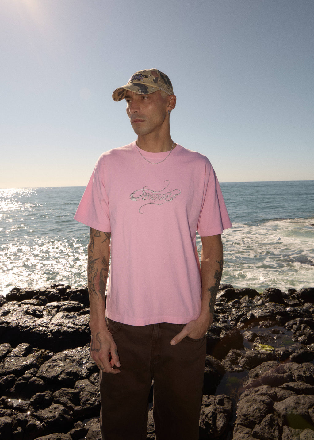 AFENDS Mens Razor - Boxy Tee - Vintage Pink