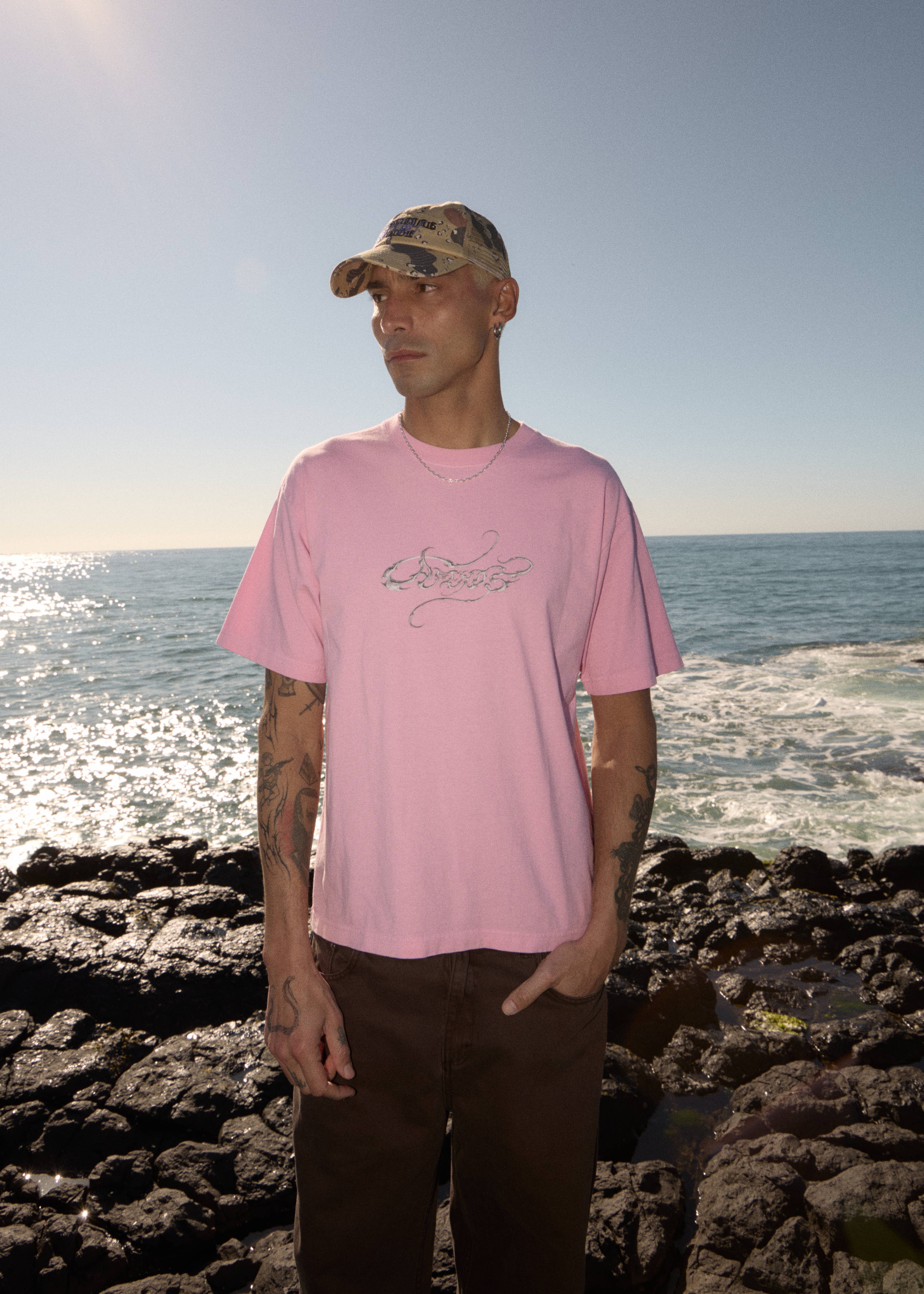 AFENDS Mens Razor - Boxy Tee - Vintage Pink