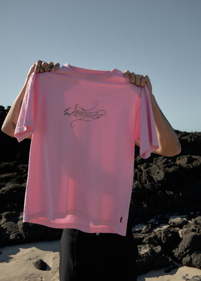 AFENDS Mens Razor - Boxy Tee - Vintage Pink