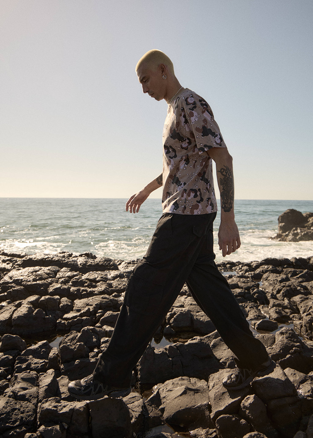 AFENDS Mens Desert - Boxy Tee - Desert Camo