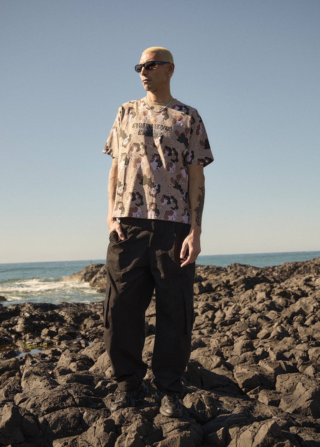 AFENDS Mens Desert - Boxy Tee - Desert Camo