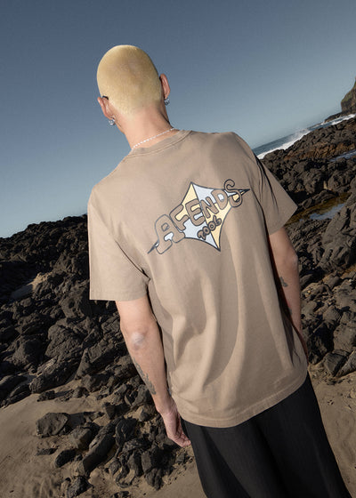 AFENDS Mens Session - Retro Tee - Vintage Fossil