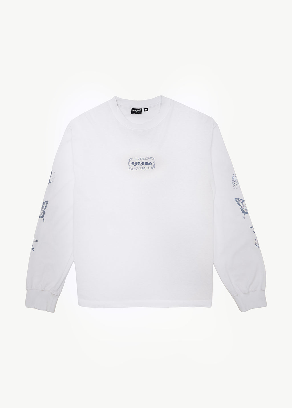 AFENDS Mens Spiritual - Boxy Long Sleeve Tee - White