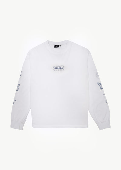 AFENDS Mens Spiritual - Boxy Long Sleeve Tee - White