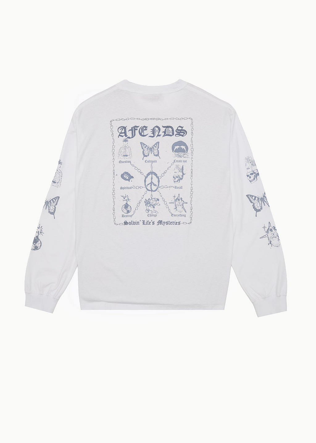 AFENDS Mens Spiritual - Boxy Long Sleeve Tee - White