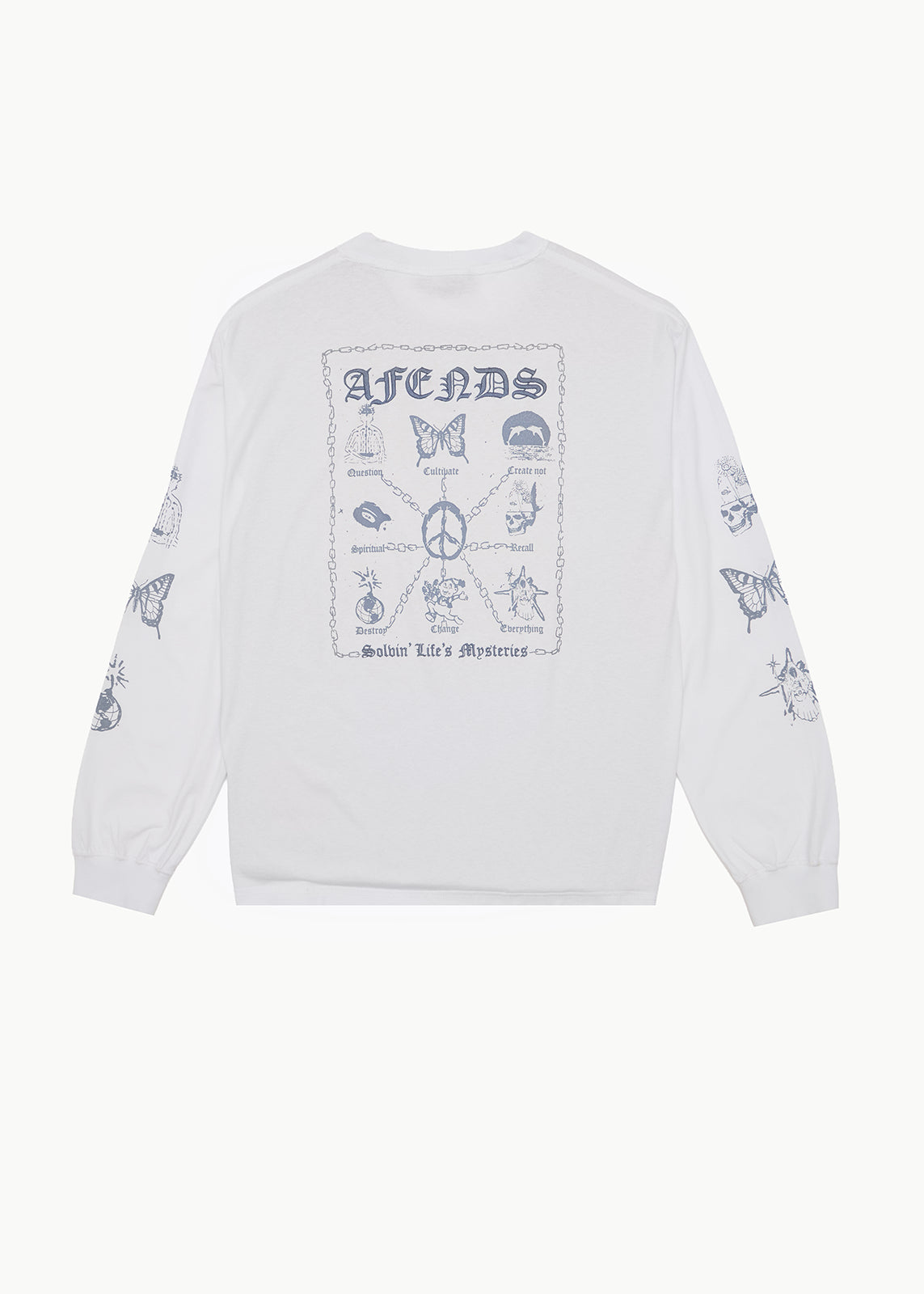 AFENDS Mens Spiritual - Boxy Long Sleeve Tee - White