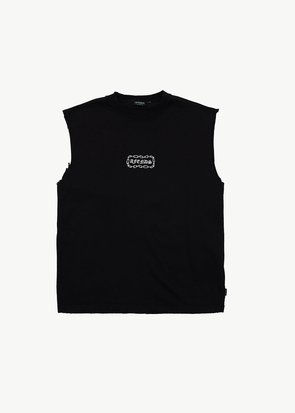 AFENDS Mens Spiritual - Heavyweight Sleeveless Tee - Stone Black