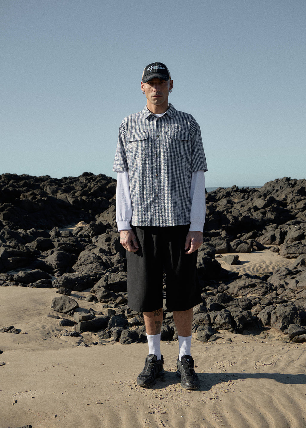 AFENDS Mens Noah - Short Sleeve Shirt - Blue Check